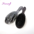 6pcs Акции темно-коричневый Цвет деревянной ручкой щетка для волос из шерсти кабана для Пряди человеческих волос для наращивания