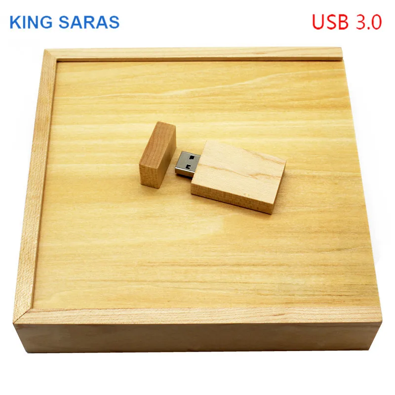 KING SARAS фотография на заказ Деревянный+ коробка usb флеш-накопитель 4 ГБ 8 ГБ 16 ГБ Гб 32 ГБ кленовый usb 3,0 деревянный логотип гравировка