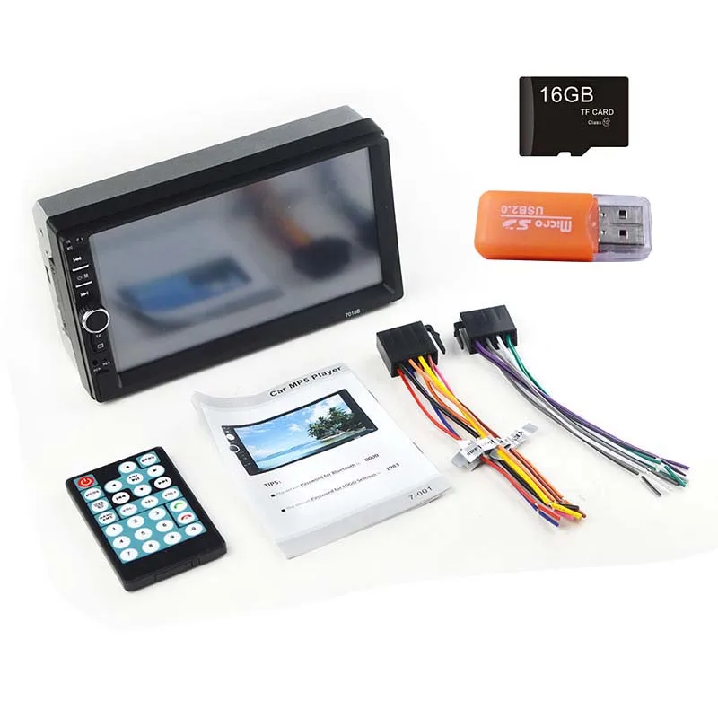 4-with SD 16G reader 7018b Multimidia автомобильный 2 Din радио Поддержка рекордер Радио экран Камера заднего вида 2din " Радио Bluetooth USB FM стерео - Цвет: 4-with SD 16G reader