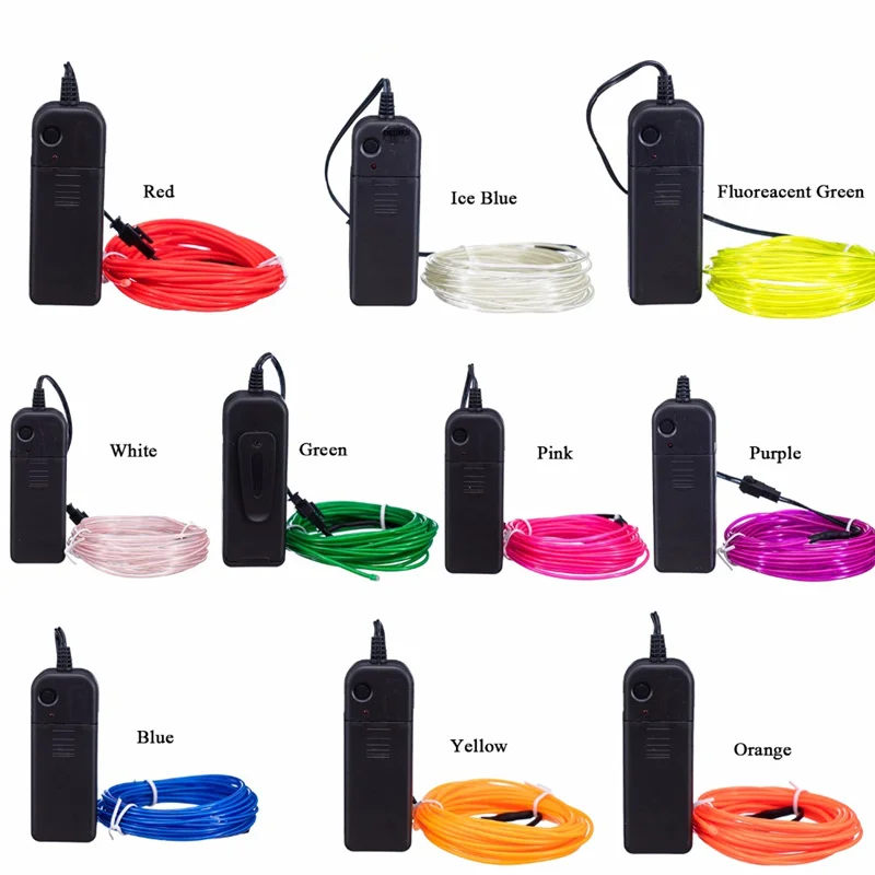 

Светящаяся неоновая Светодиодная лента EL Wire Cable, водонепроницаемая гибкая лента RGB с аккумулятором, чехол для автомобиля, одежды, обуви Вече...