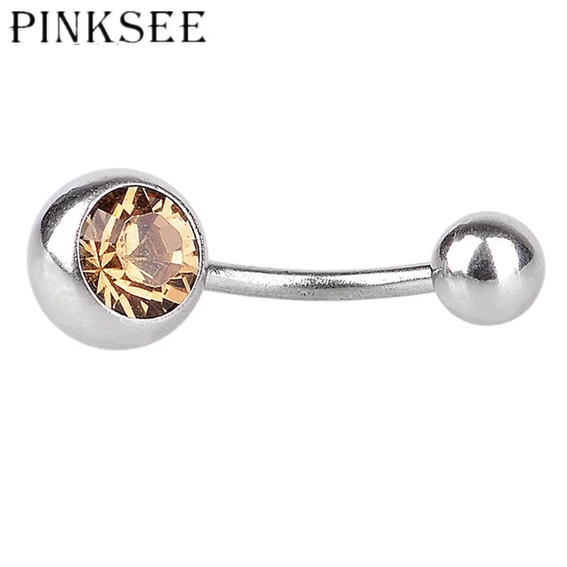 Пирсинг для пупка из хирургической стали PINKSEE 2 шт. однокристальные кольца Стразы