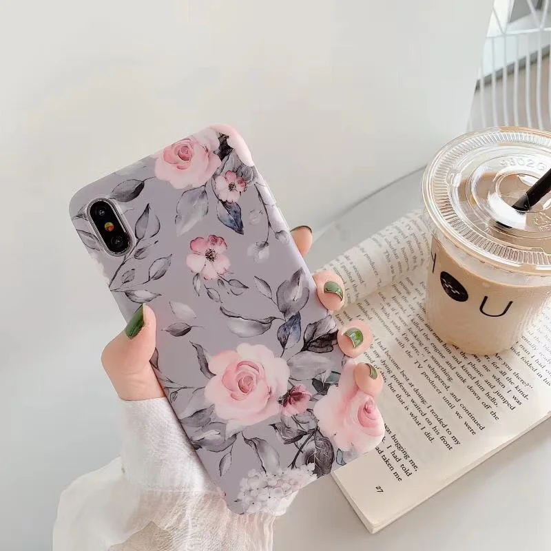 Art Flowers Marble Case For Samsung A40 A50 A70 Cover For Samsung S10E S10 S9 S8 Plus Silicone TPU Case Flower Soft Silicon - Цвет: D