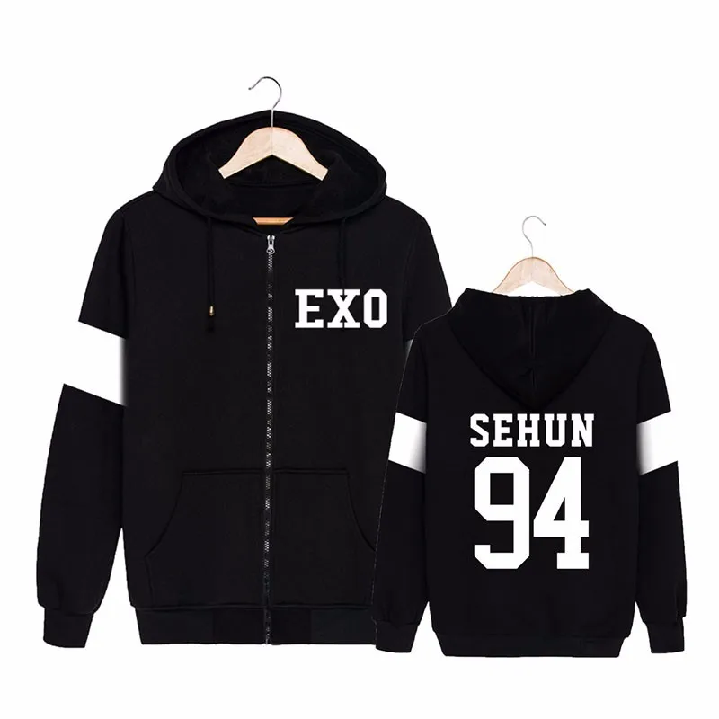 KPOP корейский модный альбом Ехо мы один Beakhyun Chanyeol D.O. Хлопковые толстовки с капюшоном на молнии; толстовки на молнии - Цвет: 9
