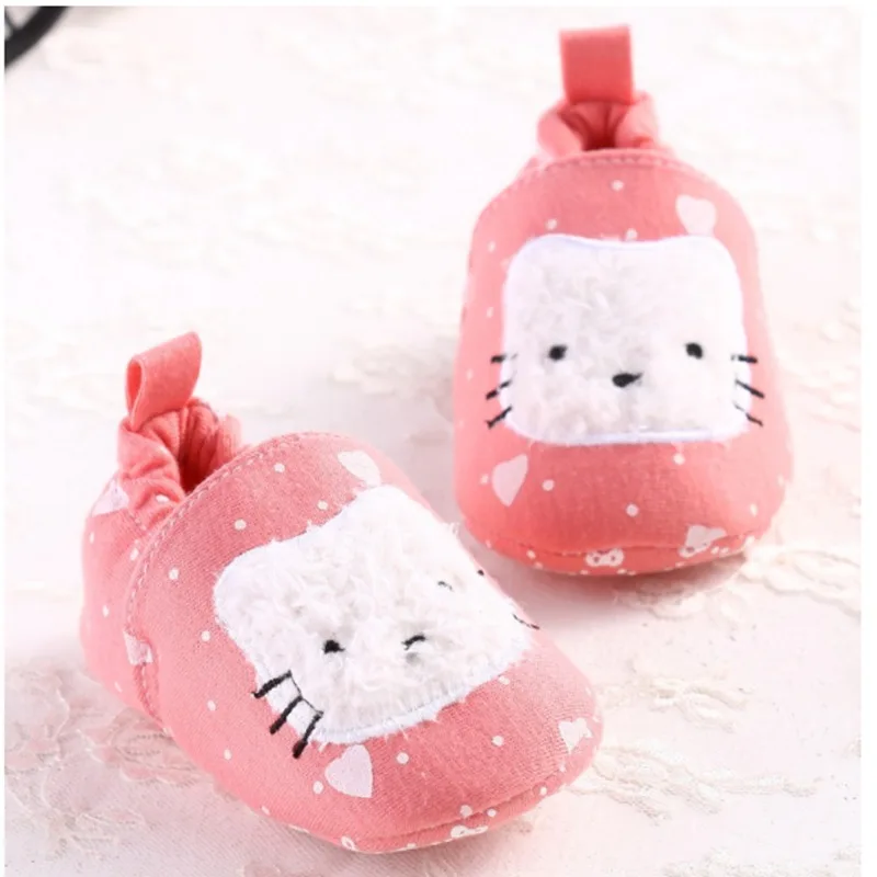 Red Kitty Прекрасные животные из мультфильмов; тапочки для малышей; брендовая домашняя обувь для новорожденных; обувь для маленьких мальчиков и девочек; обувь для малышей с мягкой подошвой - Цвет: Red Kitty