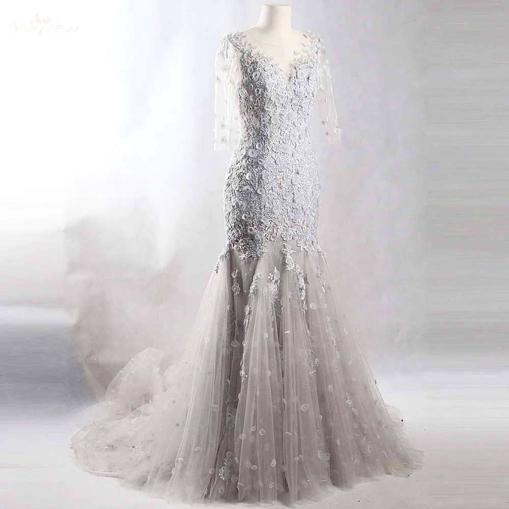 RSW875 Yiaibridal настоящая работа рукав 3/4 v образный вырез 3D цветочное бисерное