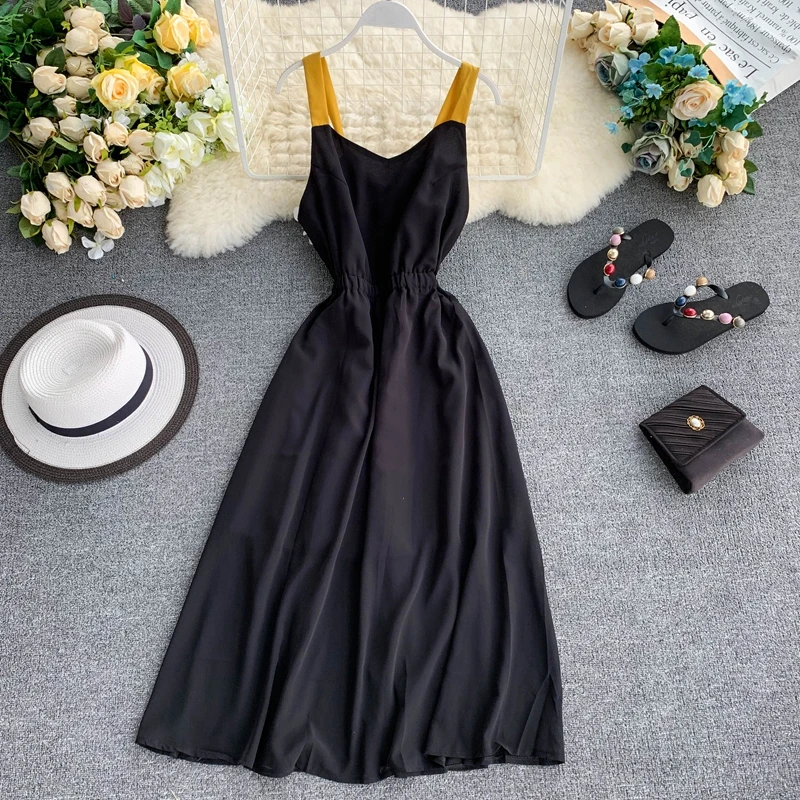 2019 новые модные женские платья ретро точка контрастный ремень сексуальное