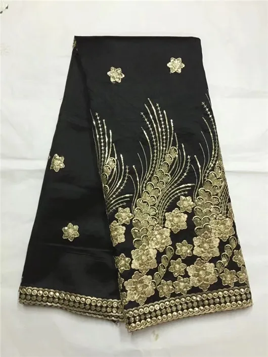 Королевский синий Джордж кружевная ткань с блузкой африканские Стразы золотая