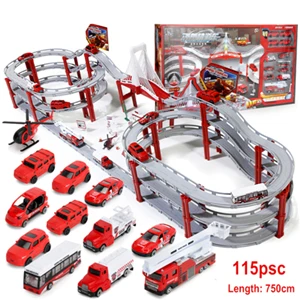 557-119YH Большой сплав гоночный трек игрушка 12 км/ч Электрический спортивный автомобиль многослойная стереоскопическая сборка гоночный трек дети для игрушек подарки - Цвет: 557-119YH