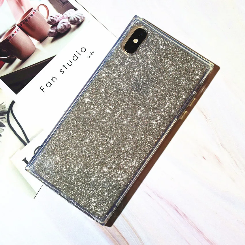 Роскошные Дизайнерские квадратные карамельные прозрачные блестящие чехлы для