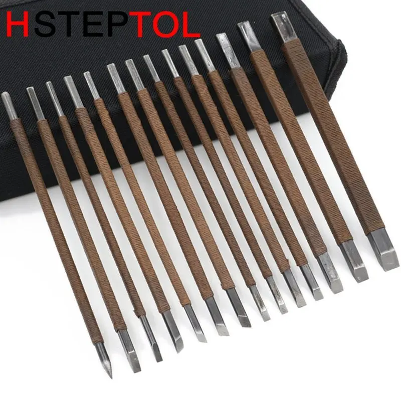 14 шт. марганца Сталь ксилография стороны дерева Вырезка Рыхлители Ножи