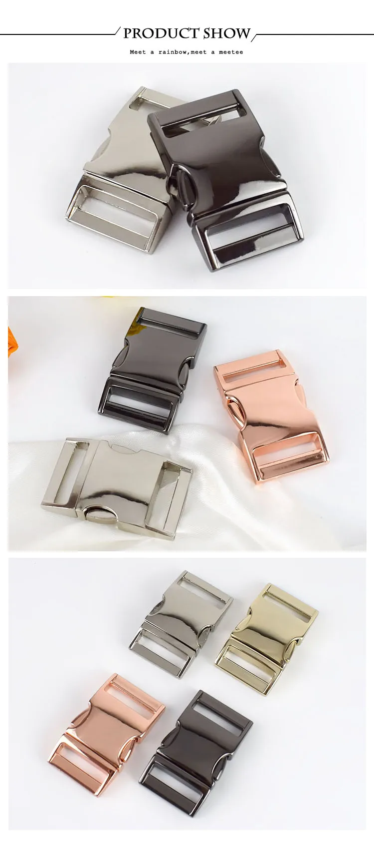 Meetee 10pcs Metal Curved Side Release Buckle for 25mm Webbing Strap Backpack Bag Luggage Hook Belt Buckle DIY Accessories AP518