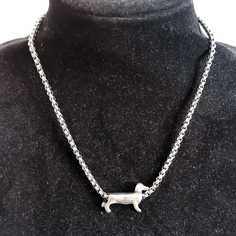Новый металлический 3d чокер из нержавеющей стали в виде таксы &quotсобака&quot
