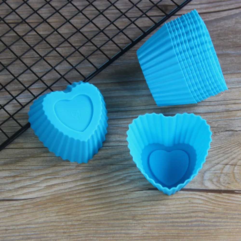12 шт./набор силиконовые формы в форме сердца для Маффин кекса|cup cake liners|silicone muffincake