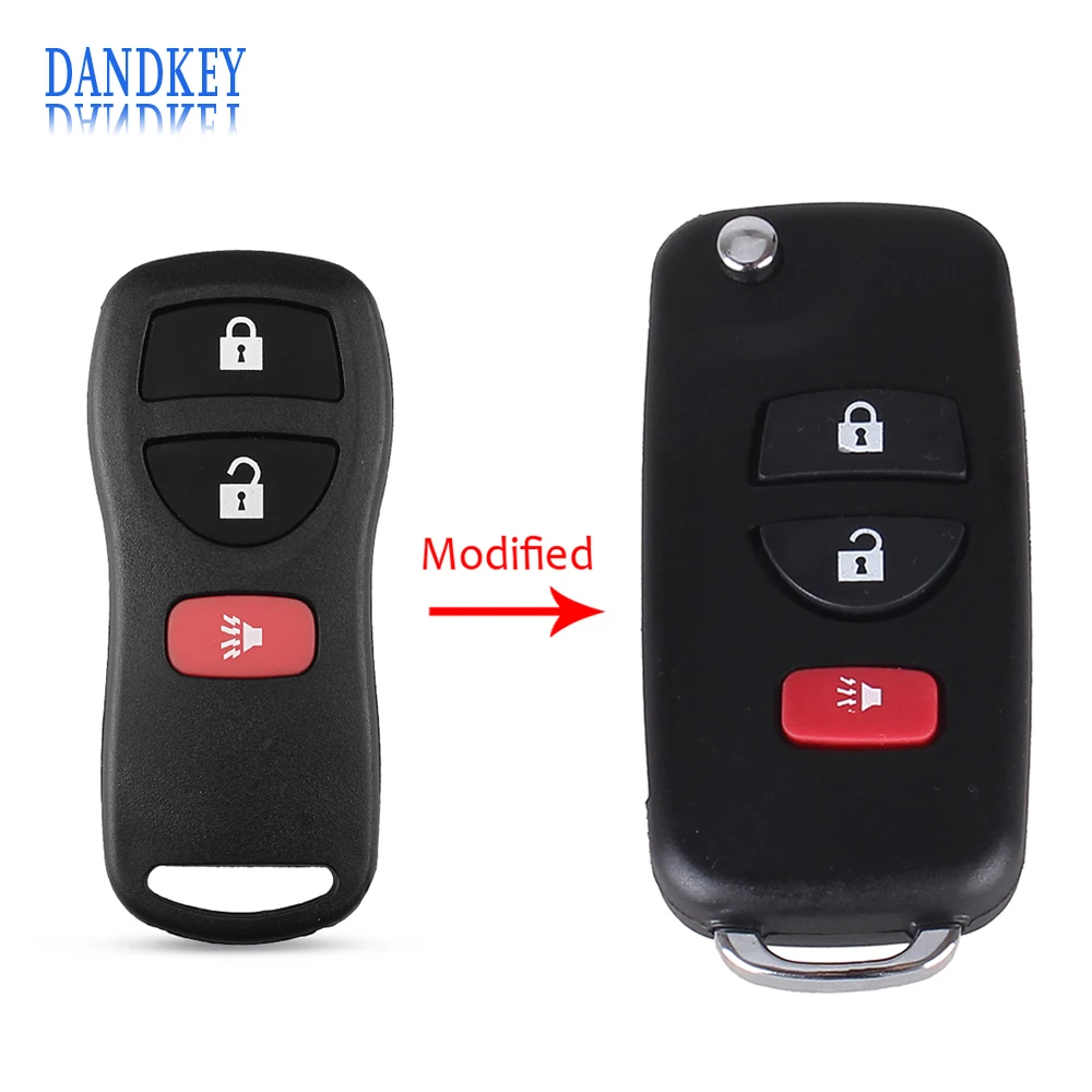 Dandkey измененный 2+ 1 3 кнопки дистанционного флип складной оболочки для Nissan Infiniti Xterra Versa Pathfinder 2003 2004 2005 2006 ключ