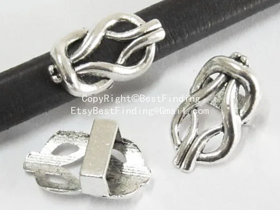 10x6mm Licorice knot leather sliders licorice leather findings -LF51
