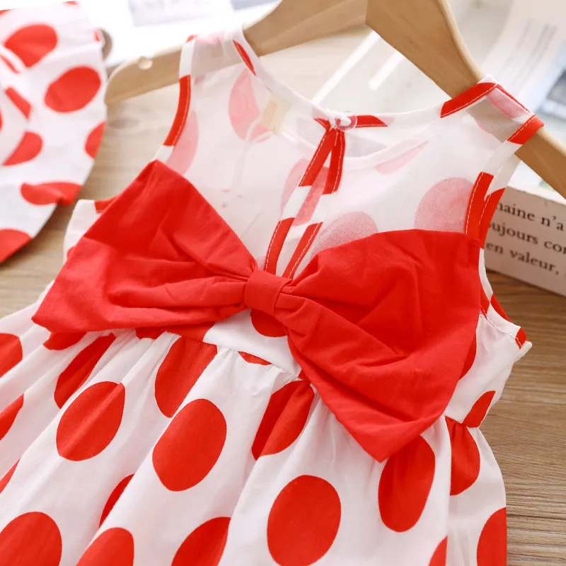 Girls dress 2019 summer children's fashion wave point sleeveless dresses baby kids back bow cute clothes | Детская одежда и