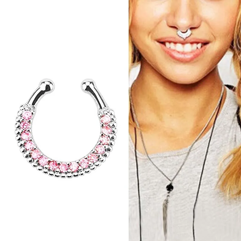 Лидер продаж 1 шт. 4 цвета сплав кристалл искусственная перегородка пирсинг