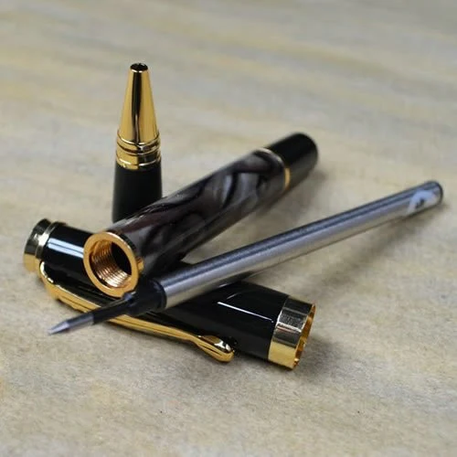 Бесплатная Доставка-1 Шт. Серый и Черный ролика шариковая Ручка золотой зажим Jinhao
