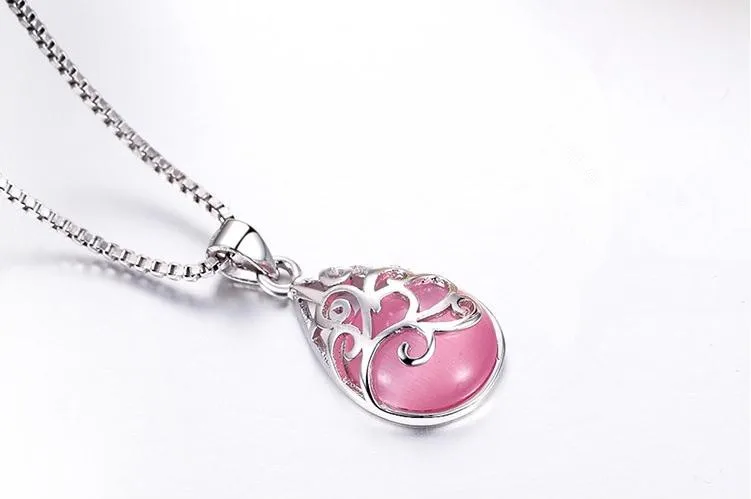 Женское ожерелье с подвеской из серебра 100% пробы опалом | Украшения и аксессуары