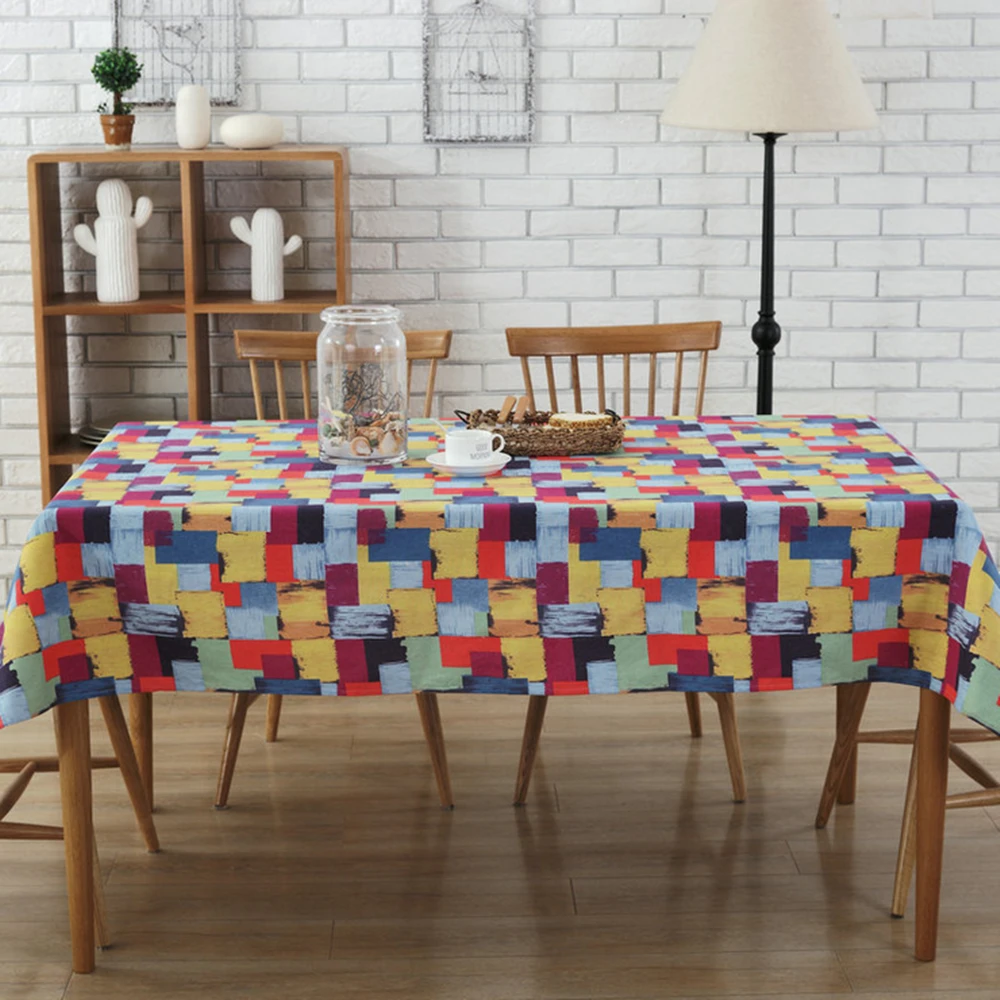 Европейская скатерть из полиэстера и хлопка цветная для обеденного стола