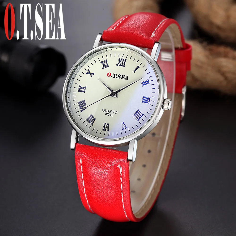 

Luxury O.T.SEA Brand Blue Ray Glass Faux Leather Watch Men Military Quartz Wrist Watches Relogio Masculino W042