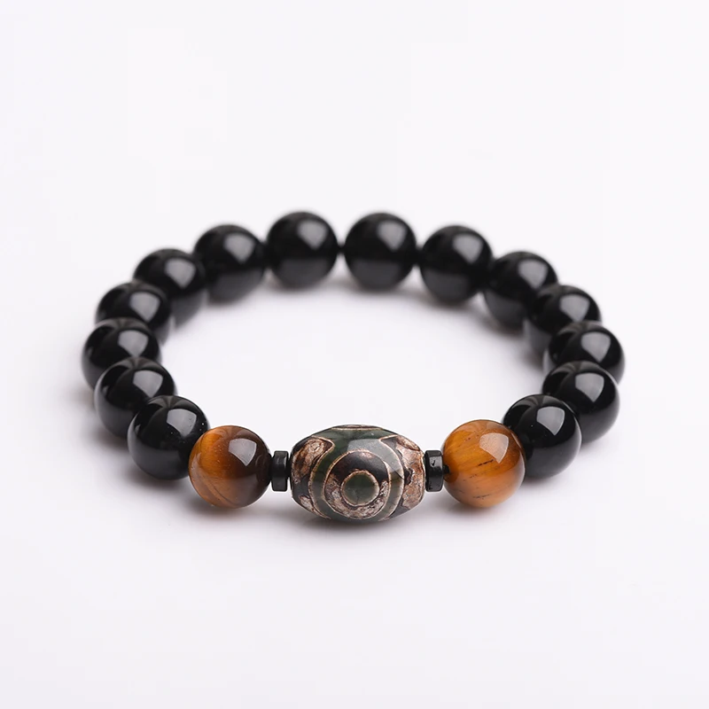 Natural Black Chalcedony Stone Jades Bracelets Tiger Eye Duddha Hand String Bangles Lover Fashion Jewerly | Украшения и