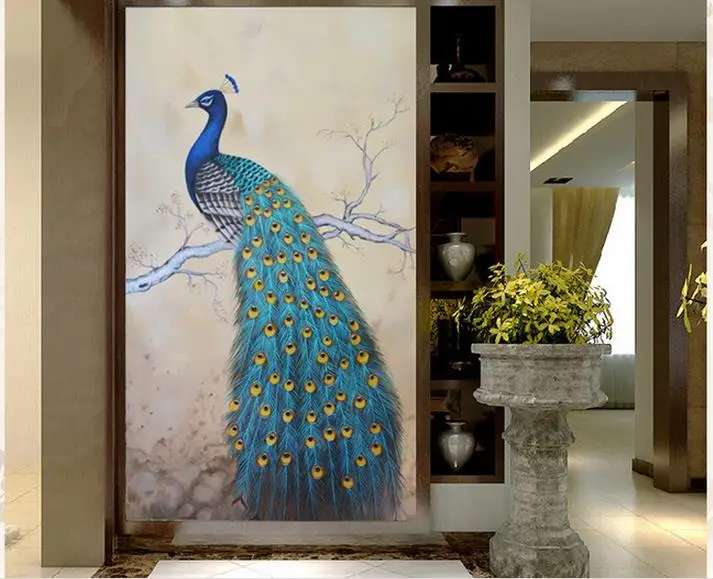 3d обои для комнаты павлин картина маслом крыльцо фотообои стен пользовательские