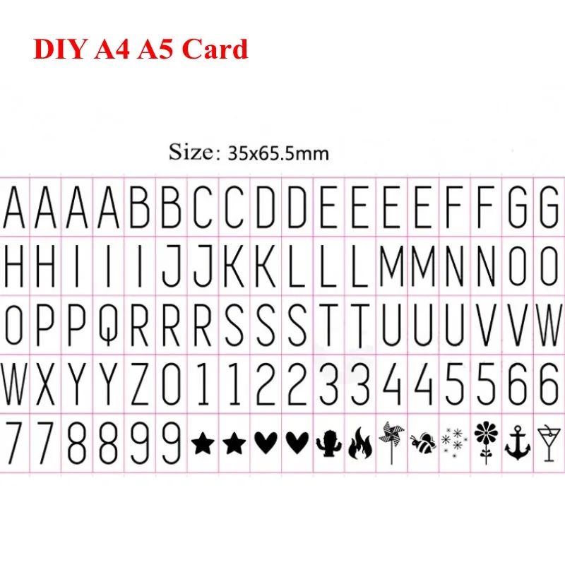 DIY буквы карты А4/А5 светлая коробка черный и цвет символов номера бесплатная
