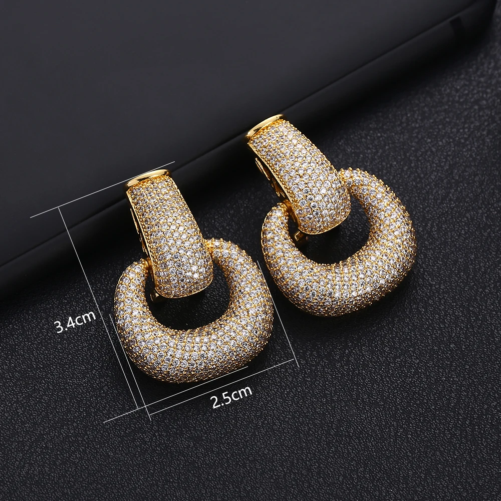 JANKELLY luxuryTWO серьги круглой формы блестящие многоцветный кубического циркония для