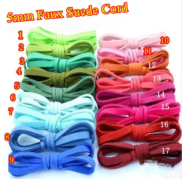 17 цветов искусственная замша шнур кружево кожа провод нить/кружево/полоски 5 мм