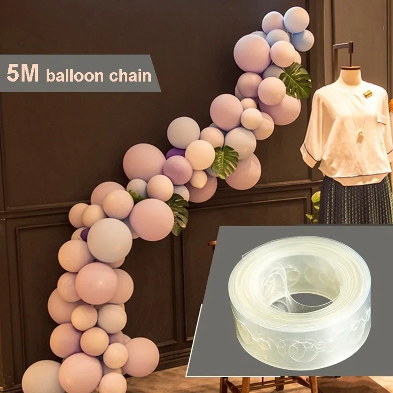 LA MIU 5M Single/Double Holes PVC Rubber Tape Connect Strip Plastic Balloon Chain Arch Decor Party Wedding Backdrop Decoration | Дом и сад