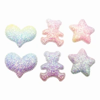 20pcslot 4 45cm shiny star heart bear padded applique crafts for children headwear hair clip accessorie and garment accessoiry