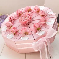 20pcs bluepink flower triangular cake style wedding party candy boxes chocolate boxes gift box bomboniera