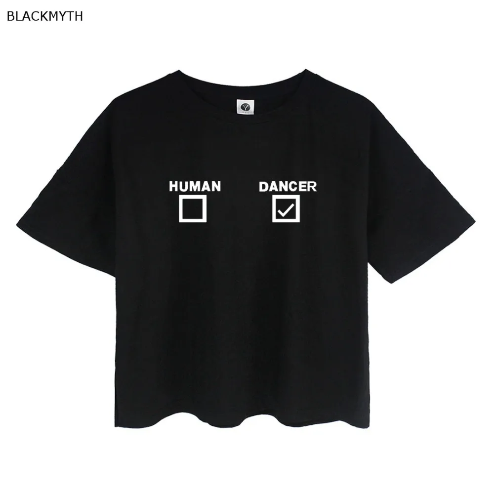 BLACKMYTH/забавная футболка с буквенным принтом Повседневная для танцовщицы топы