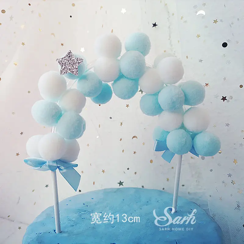 Blue hairball arch Украшения в виде слона из блестящих золотых и серебряных звездочек, помпоны на торт для детского дня, принадлежности для юбилейной вечеринки, милые подарки - Цвет: Blue hairball arch