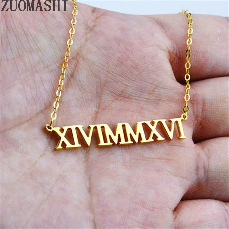 Ожерелье женское с римскими цифрами чокер именем на заказ колье датой для