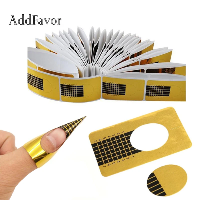 Акриловая кривая для наращивания ногтей Addfavor 100 шт./лот|gel extension sticker|nail formsnail form gel |