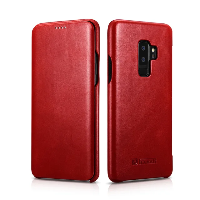 red ICARER Чехол-книжка из натуральной кожи для samsung Galaxy S9/S9 Plus, чехол с закрытыми краями, чехол для сотового телефона s Fundas - Цвет: red