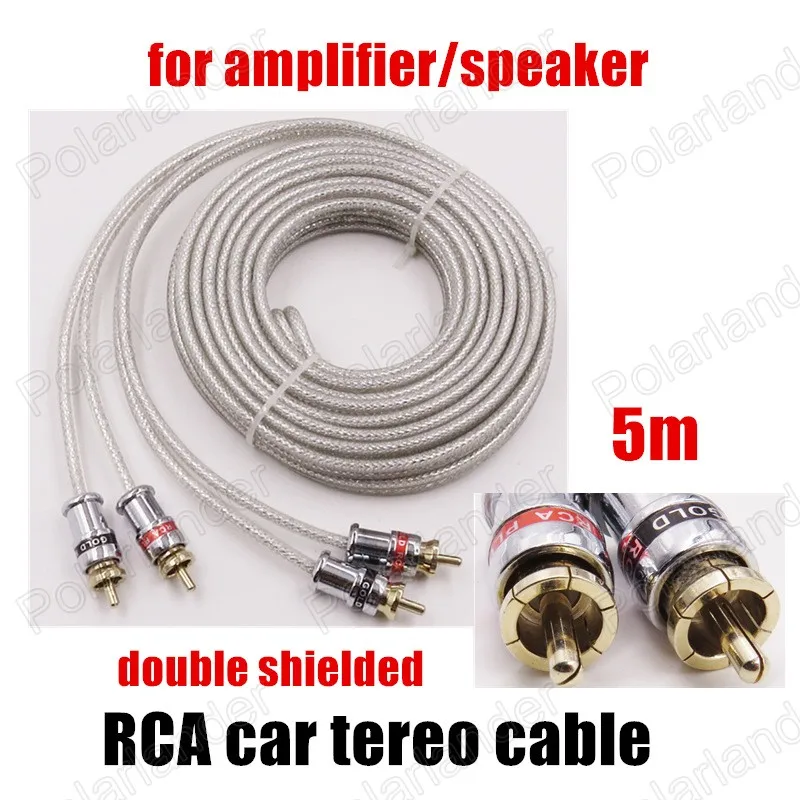 Белый цвет 5 метры rca в RCA стерео аудио кабель провод для автомобильного усилителя