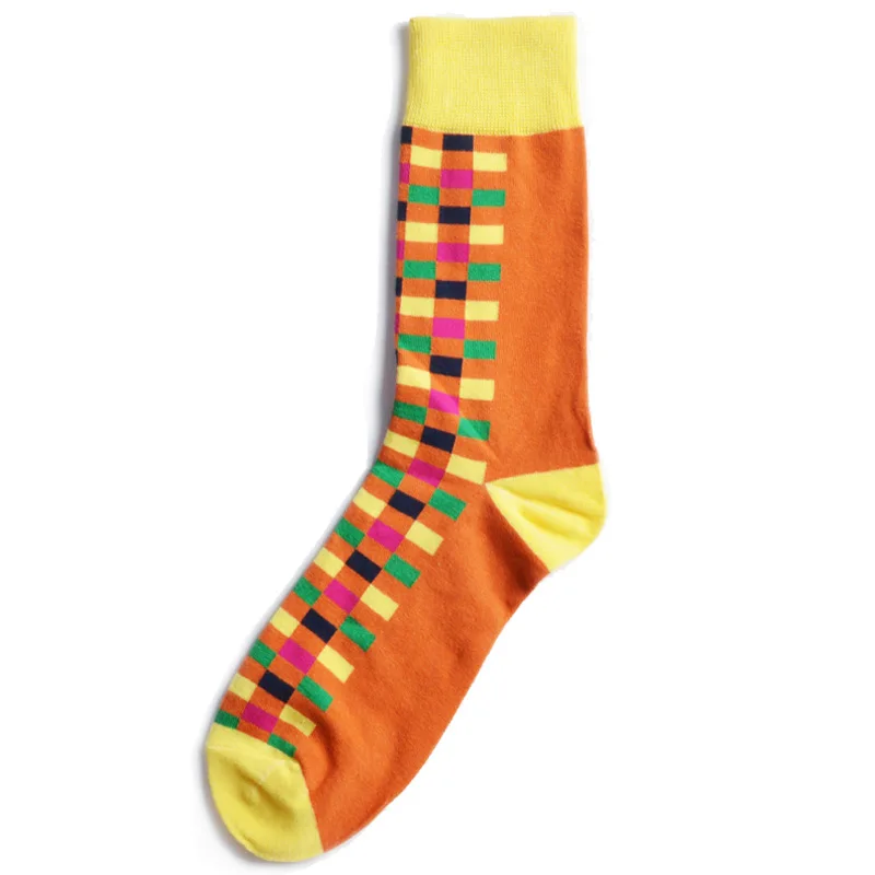 5 пар/лот мужские носки из чесаного хлопка с забавным рисунком повседневные для