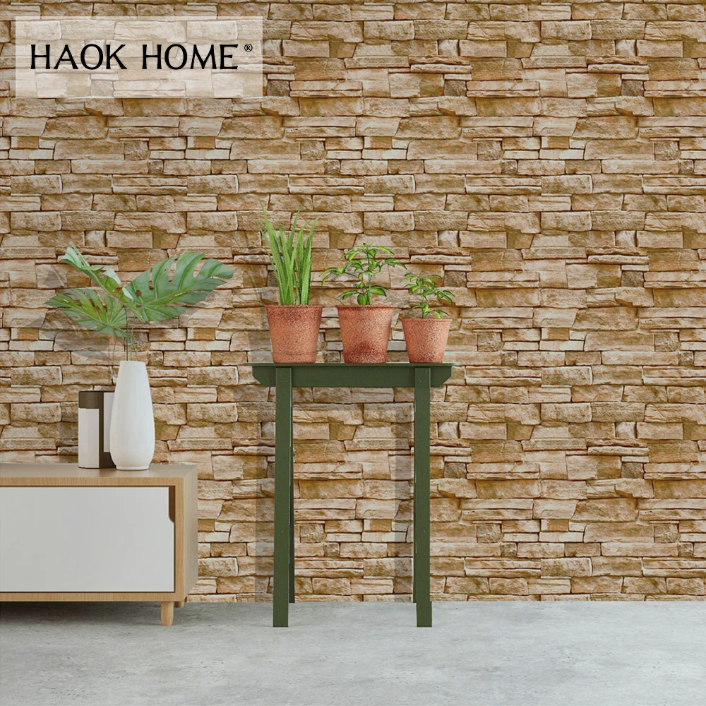 HaokHome 3d сложенные каменные обои кирпичные самоклеющиеся винтажные палочки для