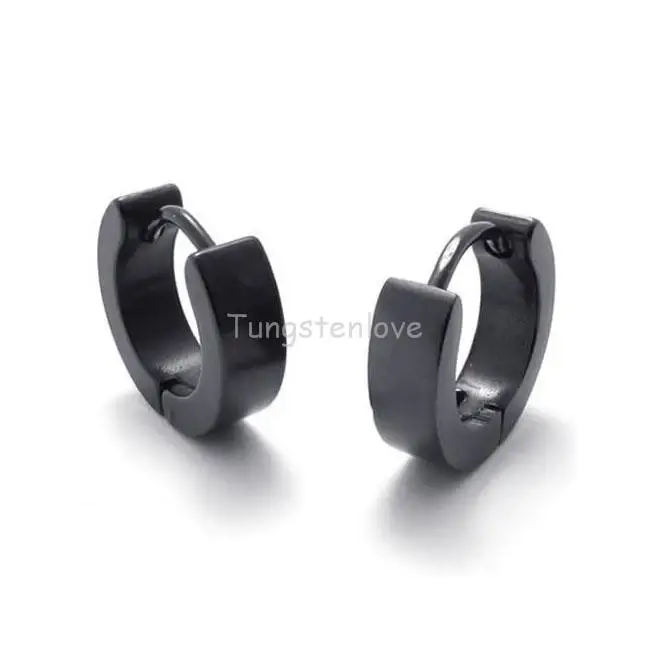 BONISKISS Акция 316 нержавеющая сталь черные круглые серьги-кольца Huggie мужские s