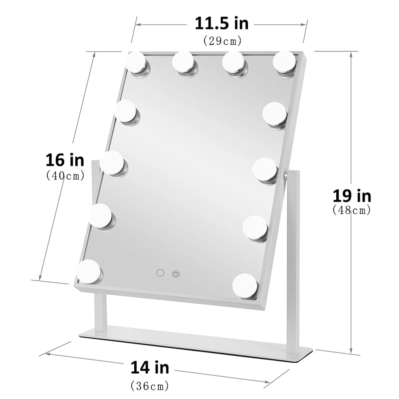 Зеркало для макияжа в голливудском стиле с подсветкой 12x3 Вт Диммируемый