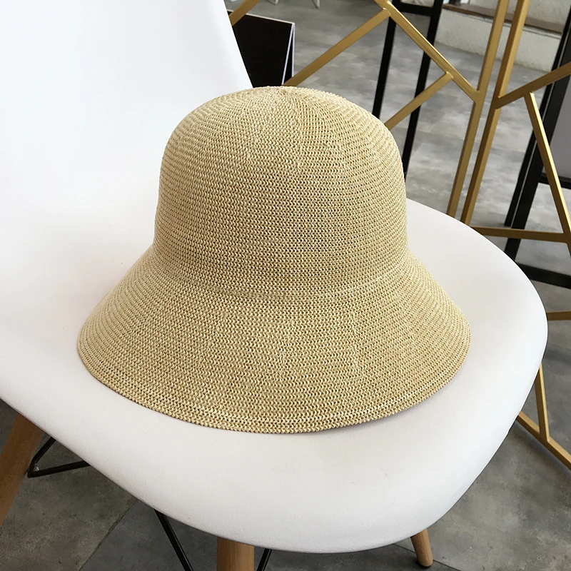 New Women Sun Hats Simple Straw Hat Sunproof Summer Care Beach Cap Female Artistic Big Brim Caps Breathable Summer Ladies