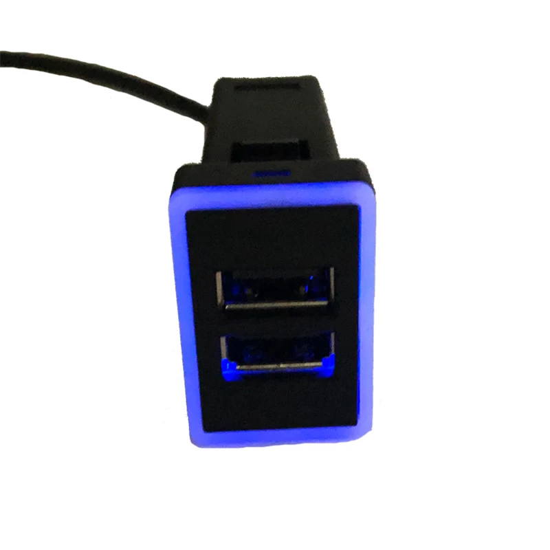 2.1A синий светодиод двойной usb переключатель автомобильное зарядное устройство порты телефон Быстрая зарядка переоборудование для toyota chr rav4 corolla yaris alphard