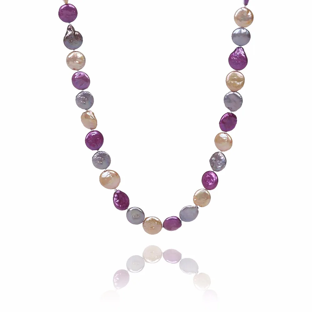 

Bohemian Flat Real Pearl Jewellery Women Long Necklace Blade Rope Chain For Party