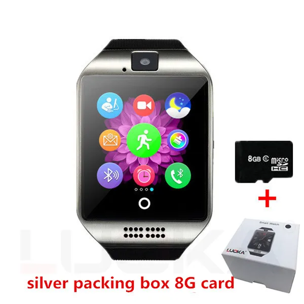 Q18 Silver with 8G LUOKA Bluetooth Смарт часы Q18 с камерой Facebook Whatsapp Twitter Синхронизация SMS Smartwatch поддержка SIM TF карты для IOS Android - Цвет: Q18 Silver with 8G
