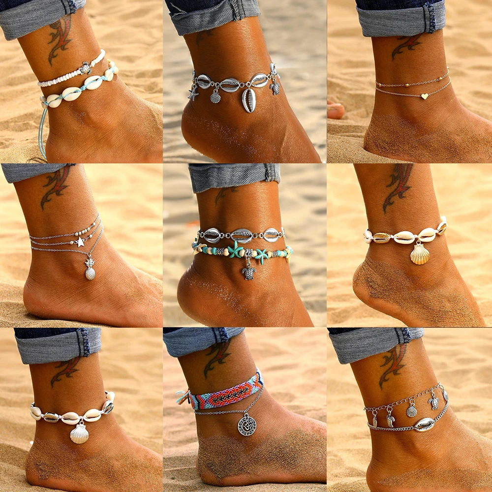 Женские браслеты с подвеской в виде морской звезды богемные ракушек каменными