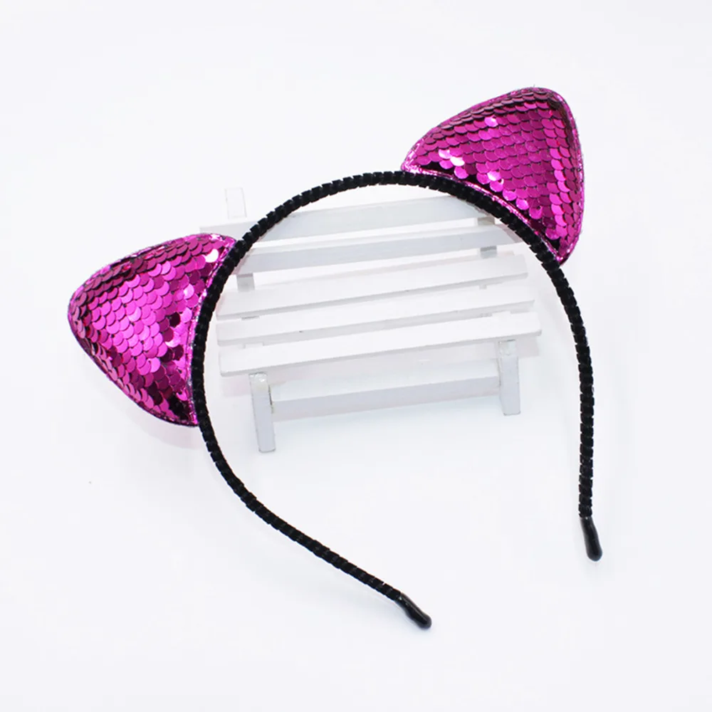 8 цветов, модная повязка для волос с блестками и кошачьими ушками для девочек, сексуальные кошачьи ушки, Детские аксессуары для волос для женщин, вечерние мультяшная повязка на голову