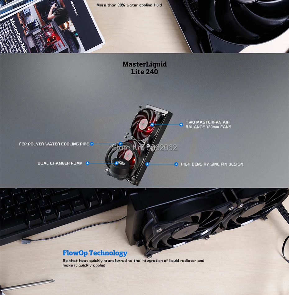 Кулер Cooler Master B120 B240 CPU кулер для воды 120 мм красный светодиод тихий вентилятор для Intel 1155 1156 2011 2066 AMD AM4 AM3 CPU жидкостное охлаждение